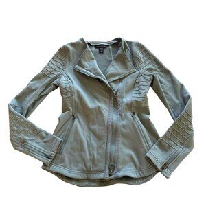 Athleta XS Moto Jacket Green Womens Full-Zip Stretch Fleece Lined